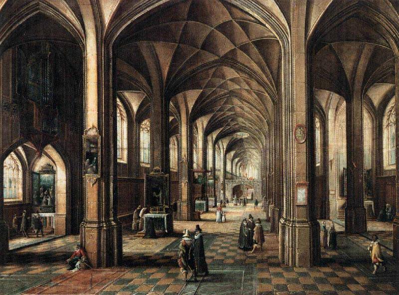 MINDERHOUT, Hendrik van Interior of a Church with a Family in the Foreground oil painting image